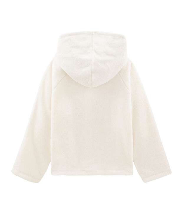 Sweatshirt aus Fleece in Schaffelloptik f&uuml;r M&auml;dchen weiss