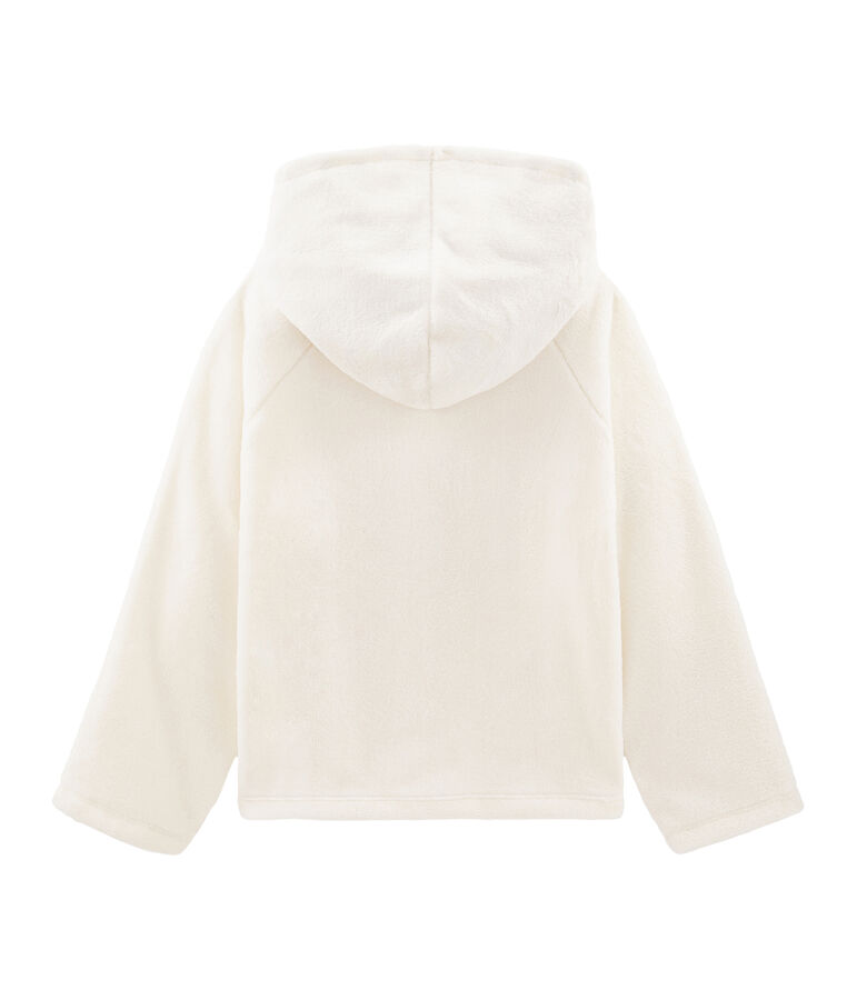 Sweatshirt aus Fleece in Schaffelloptik f&uuml;r M&auml;dchen weiss
