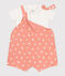Newborn-Set Latzhose aus Baumwolle mit Sonnenmuster und Body orange ABRICOT/ MARSHMALLOW
