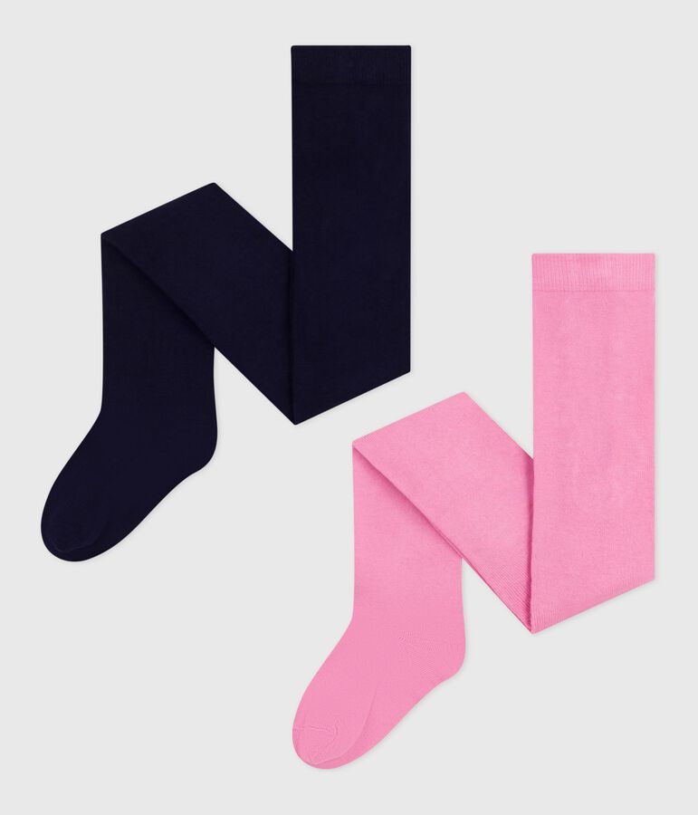 2er-Set Kinder-Strumpfhosen aus Baumwolljersey rosa/blau