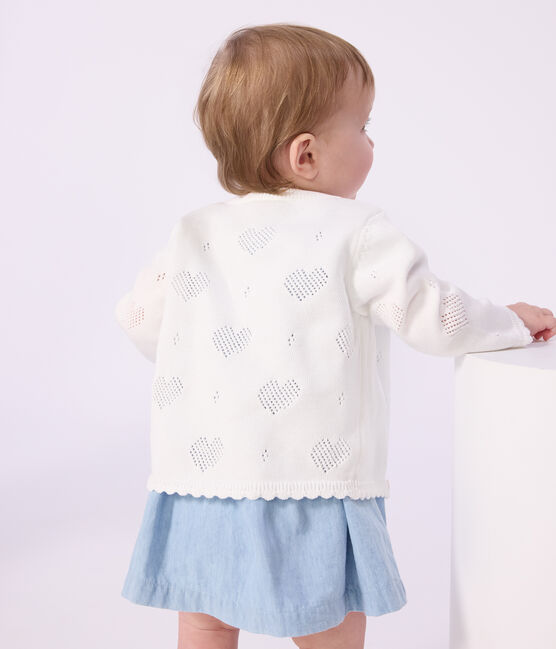 Baby-Cardigan aus Baumwolle mit Herzmotiv weiss MARSHMALLOW