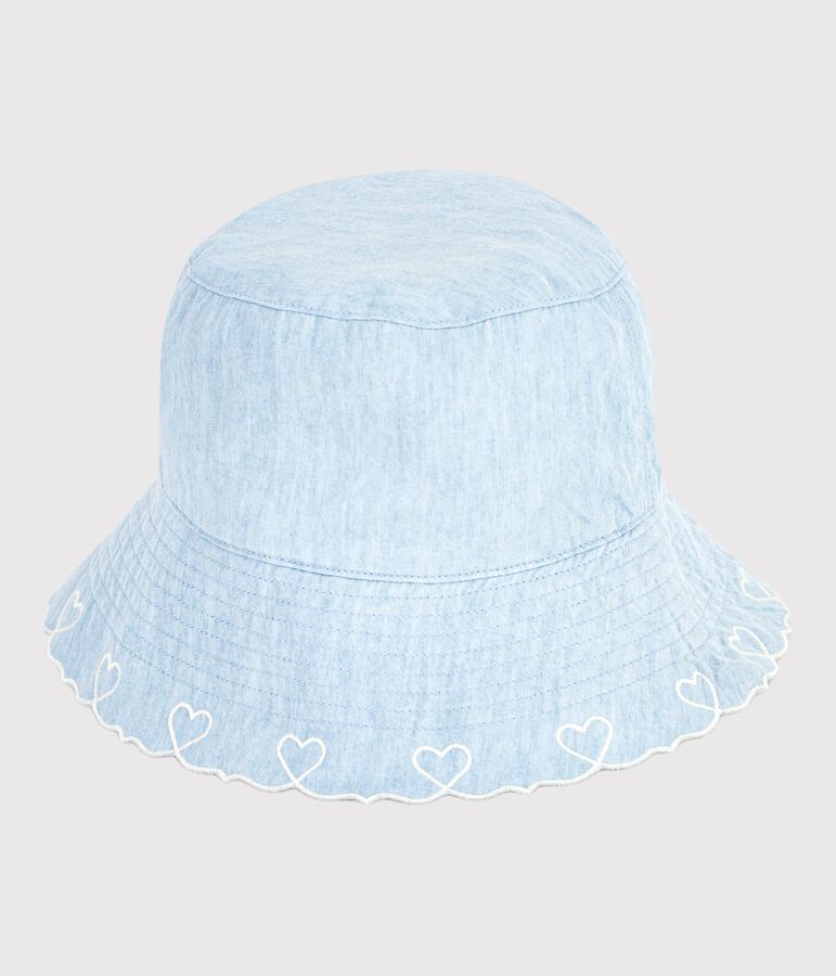 Breitkrempiger Kinder-Sonnenhut aus Chambray blau