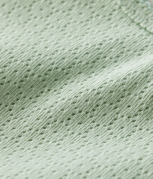 Kurz&auml;rmeliger Baby-Body aus Ajour-Strick gr&uuml;n