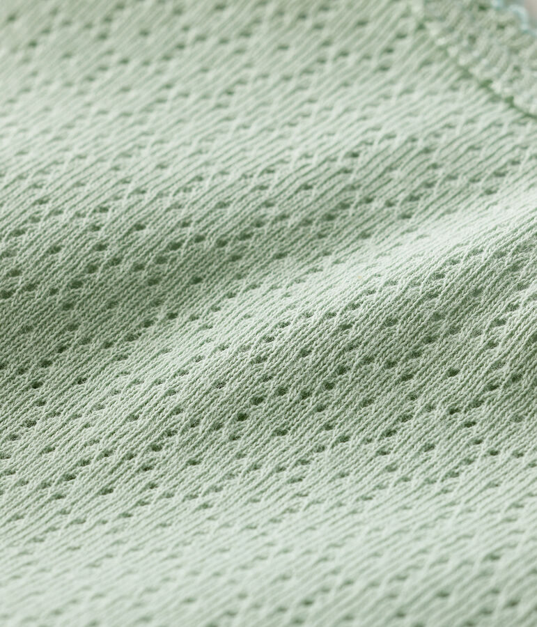Kurz&auml;rmeliger Baby-Body aus Ajour-Strick gr&uuml;n HERBIER