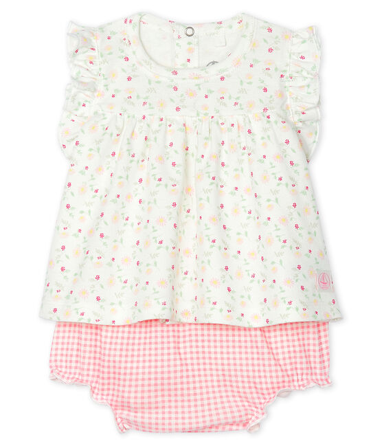 2-teiliges Baby-Ensemble für Mädchen weiss MARSHMALLOW/weiss MULTICO