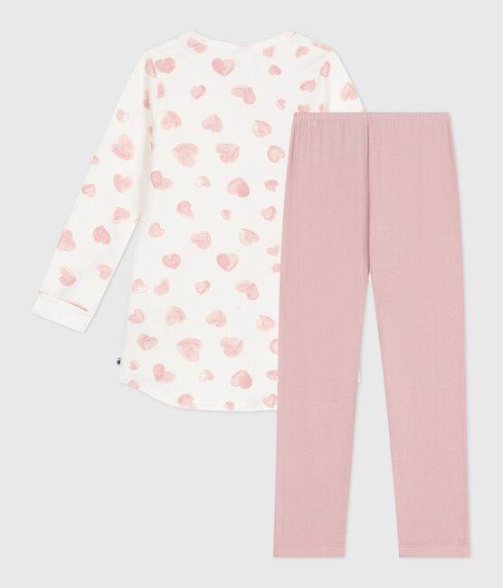 Kinder-Nachthemd und Leggings aus Molton mit Herzmotiv rosa JOLI/weiss MULTICO