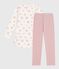 Kinder-Nachthemd und Leggings aus Molton mit Herzmotiv rosa JOLI/weiss MULTICO