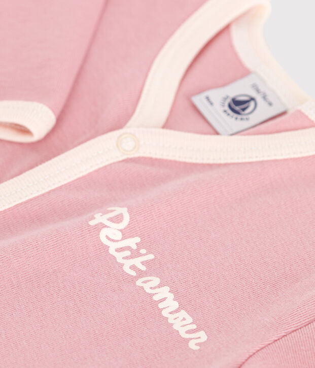Strampler aus einfarbiger Baumwolle rosa