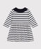 Langärmeliges Baby-Kleid aus dickem Jersey weiss MARSHMALLOW/blau SMOKING
