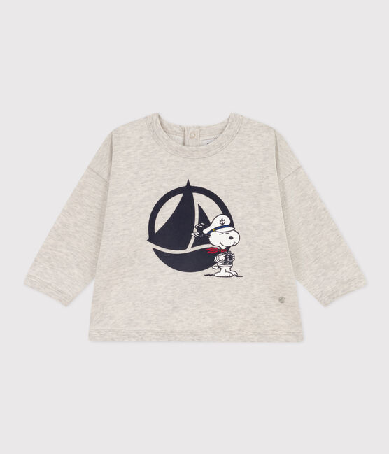 Sweatshirt Petit Bateau X Snoopy aus Molton für Babys grau BELUGA CHINE