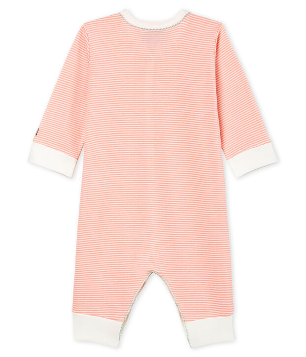 Baby-Strampler in Rippstrick f&uuml;r M&auml;dchen rosa/weiss