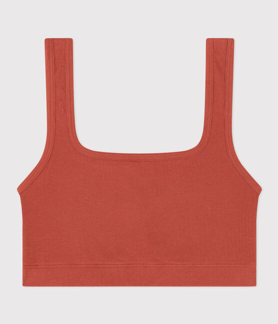 Unifarbenes Damen-Bustier aus Baumwolle und Elastan braun FAMEUX