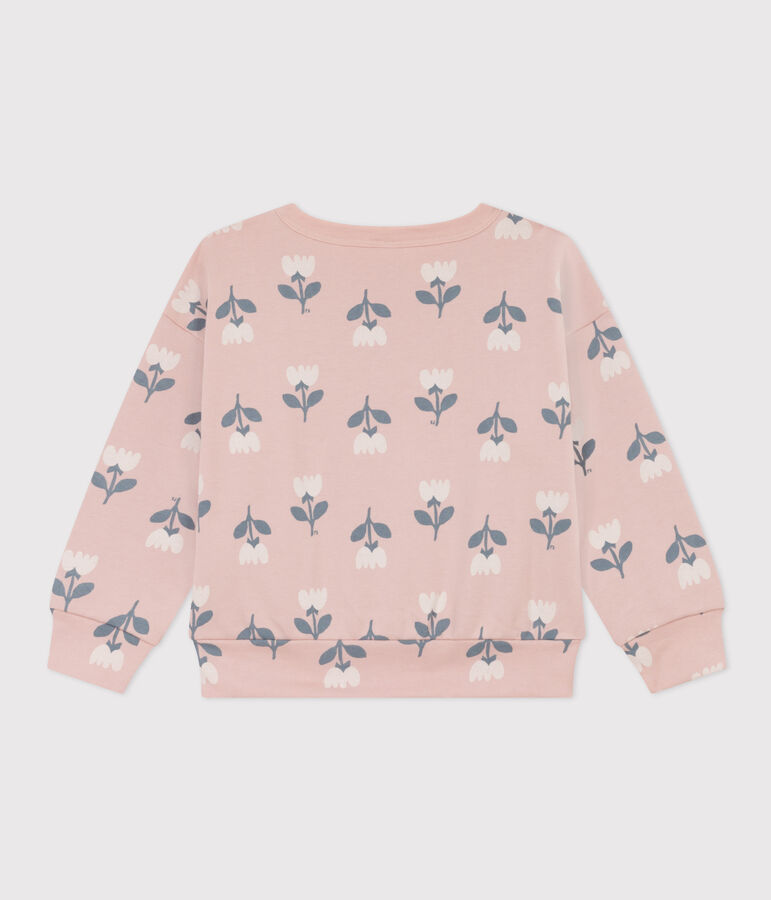 Kinder-Sweatshirt aus Molton f&uuml;r M&auml;dchen rosa SALINE/weiss MULTICO