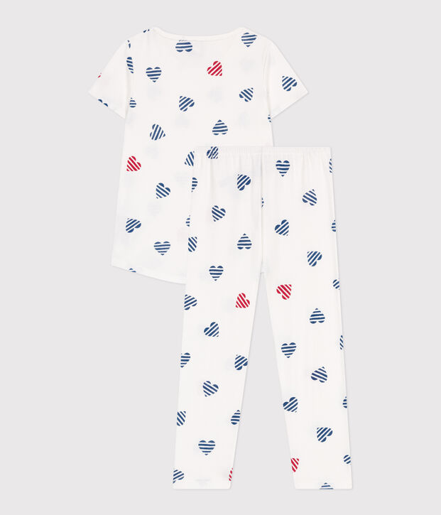 Kinder-Pyjama aus Baumwolle mit Blumenmotiv weiss/rot/vielfarbig
