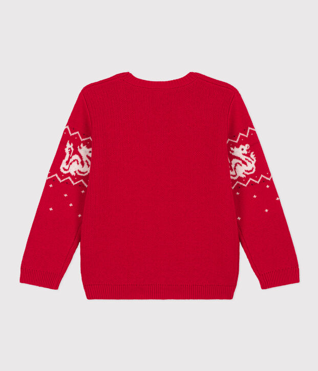Kinderpullover aus Wolle und Baumwolle f&uuml;r Jungen rot/vielfarbig