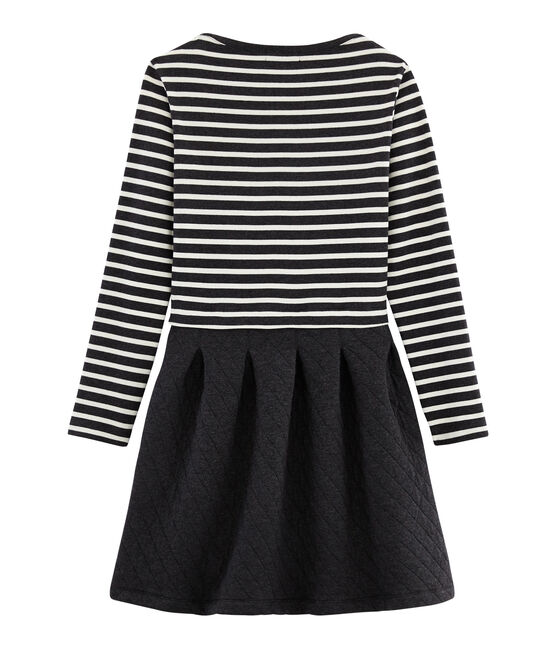 Langärmliges Kleid aus Materialmix für Damen schwarz CITY/beige COQUILLE