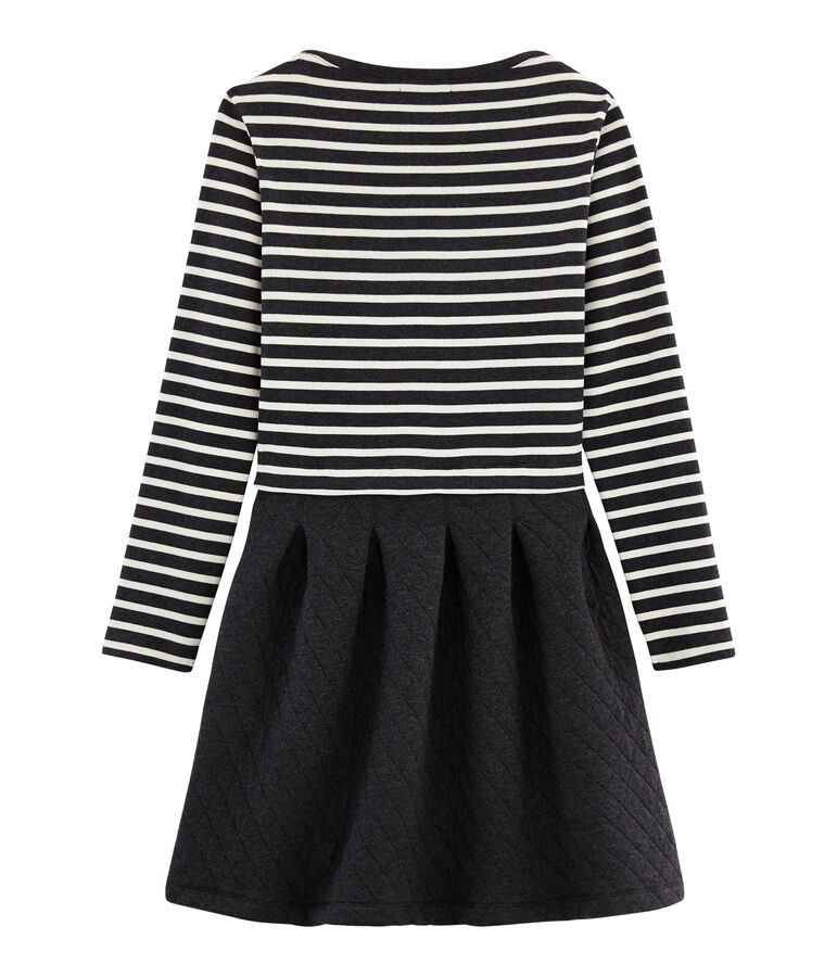 Lang&auml;rmliges Kleid aus Materialmix f&uuml;r Damen grau/weiss