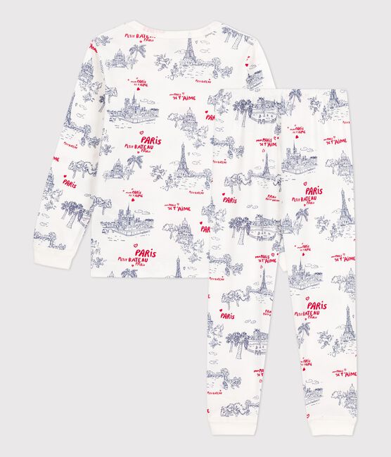 Kinderpyjama aus Baumwolle weiss MARSHMALLOW/weiss MULTICO