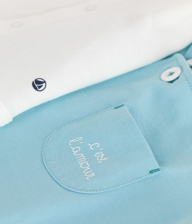 Newborn-Set Latzhose und Strampler aus Baumwolle blau