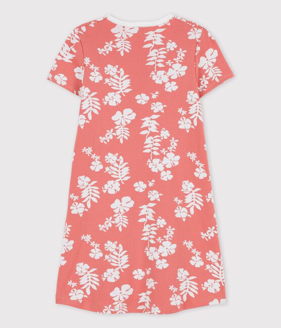 Nachthemd aus Baumwolle mit Hawaiimuster für Mädchen rosa PAPAYE/ MARSHMALLOW