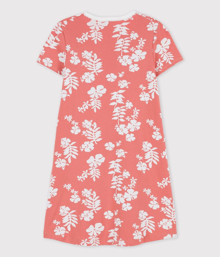 Nachthemd aus Baumwolle mit Hawaiimuster f&uuml;r M&auml;dchen rosa/weiss
