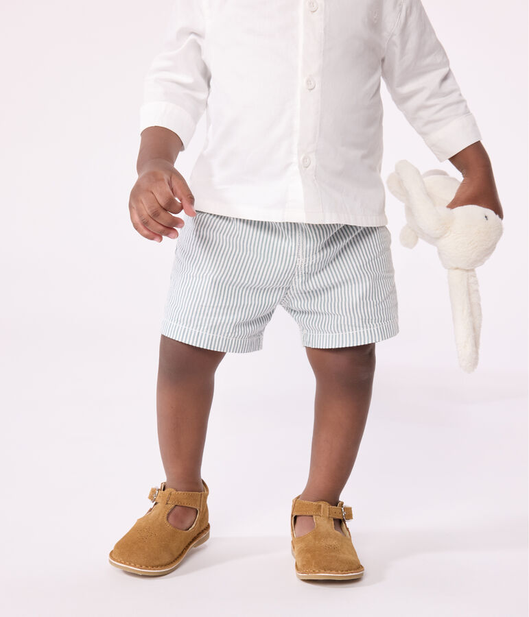 Baby-Shorts aus gestreiftem Seersucker weiss/gr&uuml;n