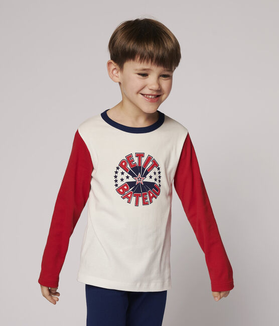 Kinderpyjama aus Baumwolle für Jungen blau MEDIEVAL/weiss MULTICO
