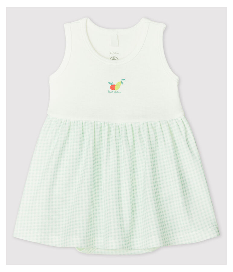 Baby-Body-Kleid aus Bio-Baumwolle f&uuml;r M&auml;dchen weiss/blau