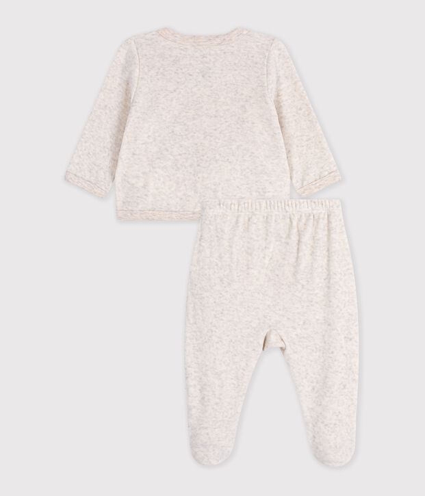 Baby-Set aus einfarbiger Baumwolle mit Bruststickerei MONTELIMAR CHINE