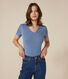 Damen-T-Shirt L'Iconique mit V-Ausschnitt aus Baumwolle, unifarben