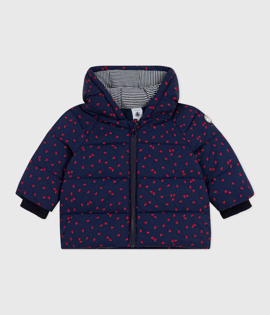 Gemusterte Baby-Winterjacke blau SOIR/ MILK