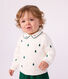 Baby-Pullover aus Wolle und Baumwolle mit bestickten Tannenb&auml;umen