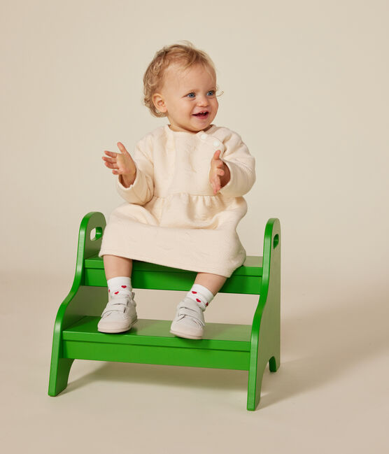 Langärmeliges Baby-Kleid aus gestepptem Doppeljersey naturfarben AVALANCHE