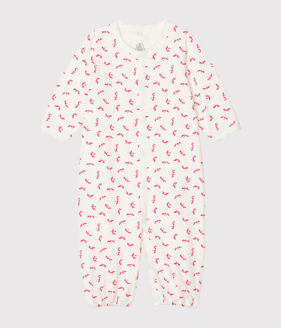 Kombi-Overall aus Rippstrick für Babys weiss MARSHMALLOW/rosa GROSEILLER