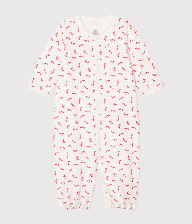 Kombi-Overall aus Rippstrick f&uuml;r Babys weiss/rosa