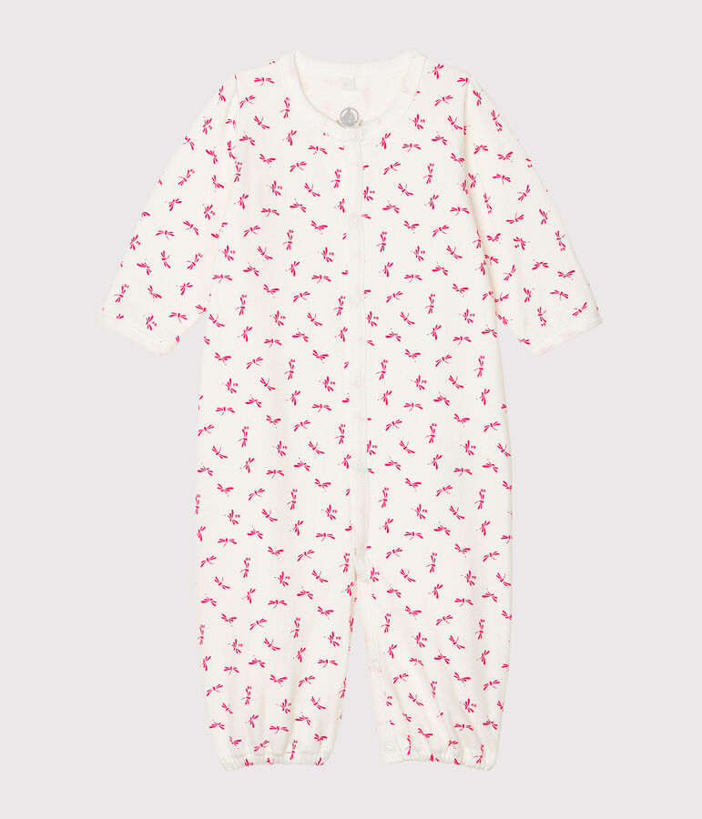 Kombi-Overall aus Rippstrick f&uuml;r Babys weiss/rosa