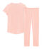 Kurzärmeliger Rippstrick-Pyjama für kleine Mädchen rosa ROSAKO/weiss MARSHMALLOW