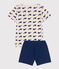 Kinder-Kurzpyjama aus Baumwolle mit Walmotiv blau MEDIEVAL/weiss MULTICO