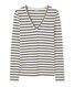 Gestreiftes Damen-Langarmshirt mit V-Ausschnitt