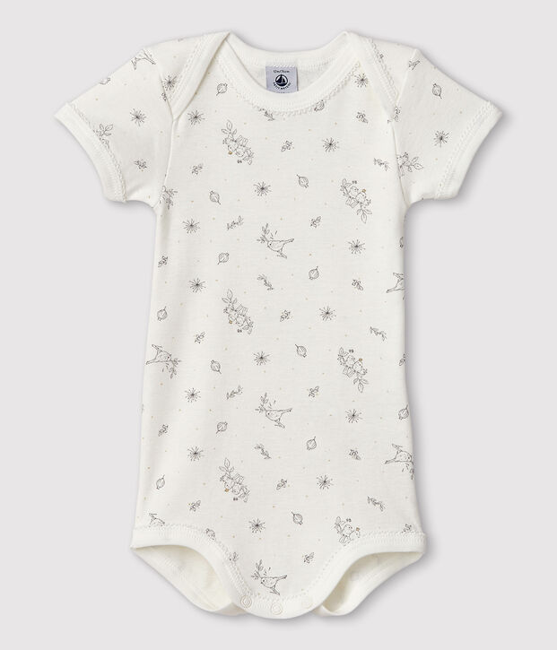 Baby-Body, mit verspieltem V&ouml;gelchen-Motiv, f&uuml;r M&auml;dchen weiss/vielfarbig