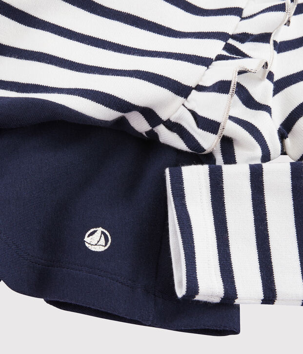 Lang&auml;rmeliges Kinderkleid f&uuml;r M&auml;dchen weiss/blau