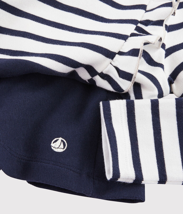 Lang&auml;rmeliges Kinderkleid f&uuml;r M&auml;dchen weiss/blau