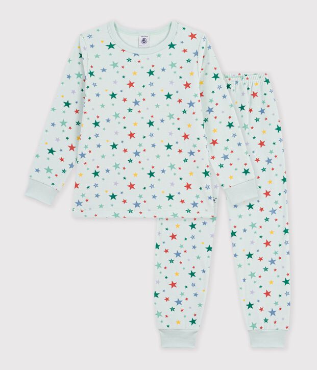 Kinder-Pyjama aus Nicki mit Sternmotiv blau/vielfarbig