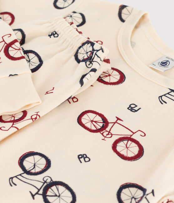 Kinderpyjama aus Baumwolle mit Fahrradmotiv weiss AVALANCHE/ MULTICO