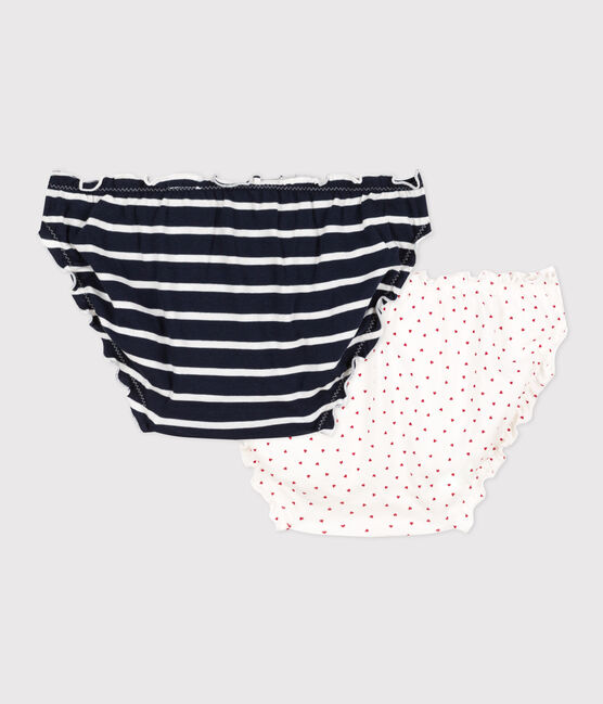 2er-Set Rüschenslips aus Baumwolle mit Herzmotiv und Ringelstreifen für Damen variante 1