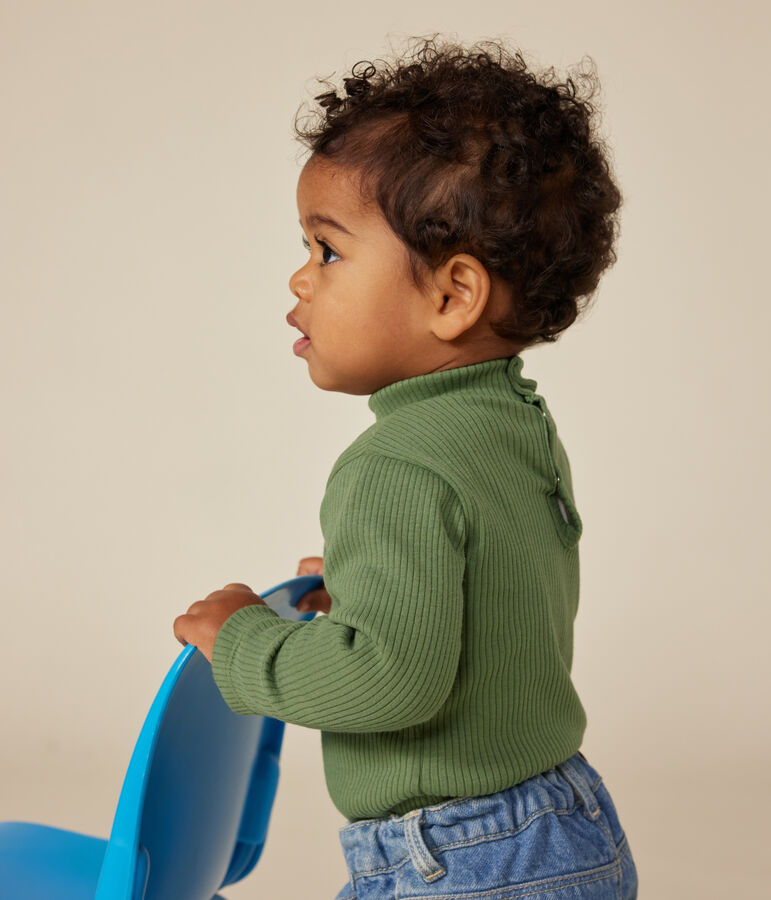 Lang&auml;rmeliger Body mit Rollkragen aus Baumwolle f&uuml;r Babys gr&uuml;n