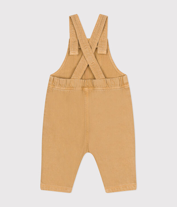 Lange Baby Latzhose aus farbigem Denim beige