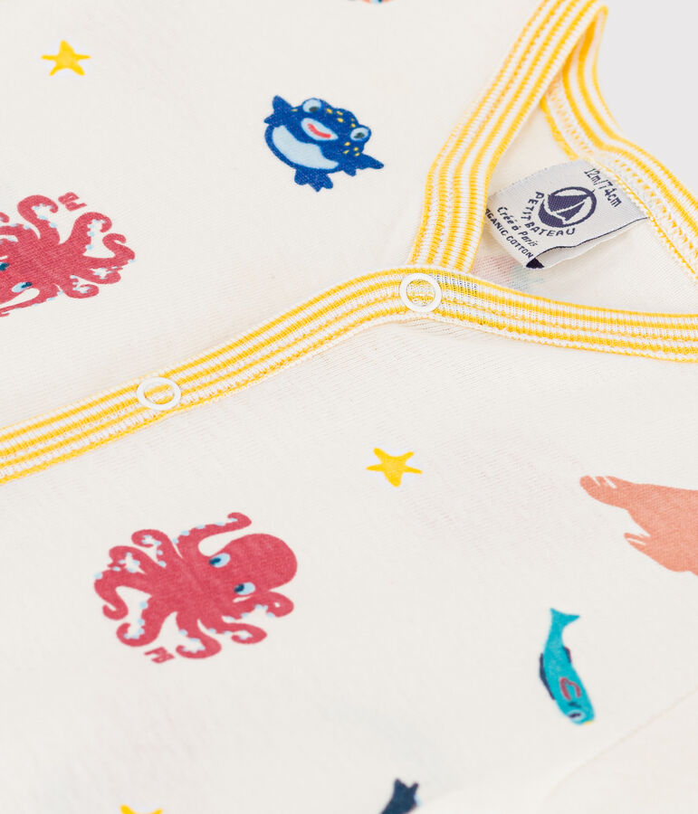 Baby-Kurzoverall aus Baumwolle mit Meerestieren weiss/vielfarbig