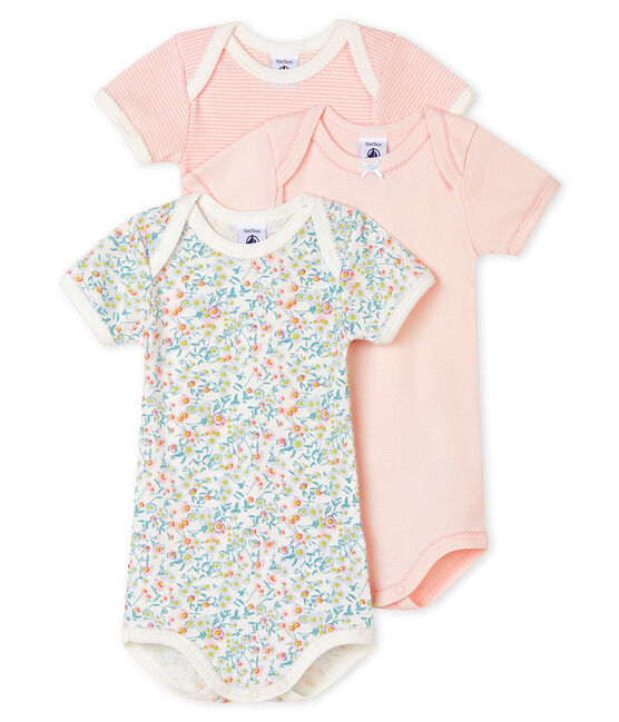 3er-Set kurzärmelige Baby-Bodys pastellfarben für Mädchen variante 1