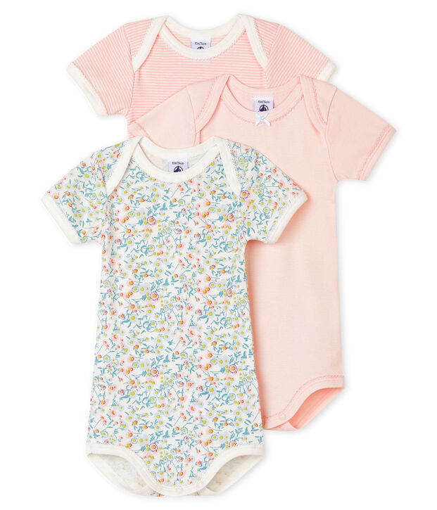 3er-Set kurz&auml;rmelige Baby-Bodys pastellfarben f&uuml;r M&auml;dchen vielfarbig